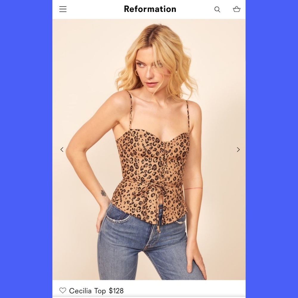 Bnwt Reformation Cecilia Top in Minx